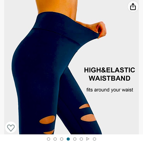 DIBAOLONG Womens High Waist Yoga Pants Cutout Ripped Tummy Control | XL - Picture 4 of 7